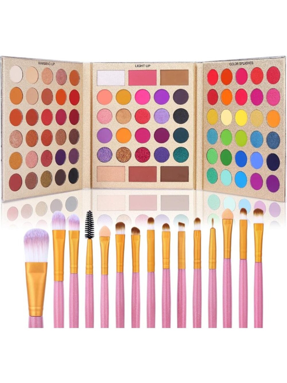 86 Color Eyeshadow Palette & 15 Makeup Brushes Set - Matte, Glitter, Waterproof